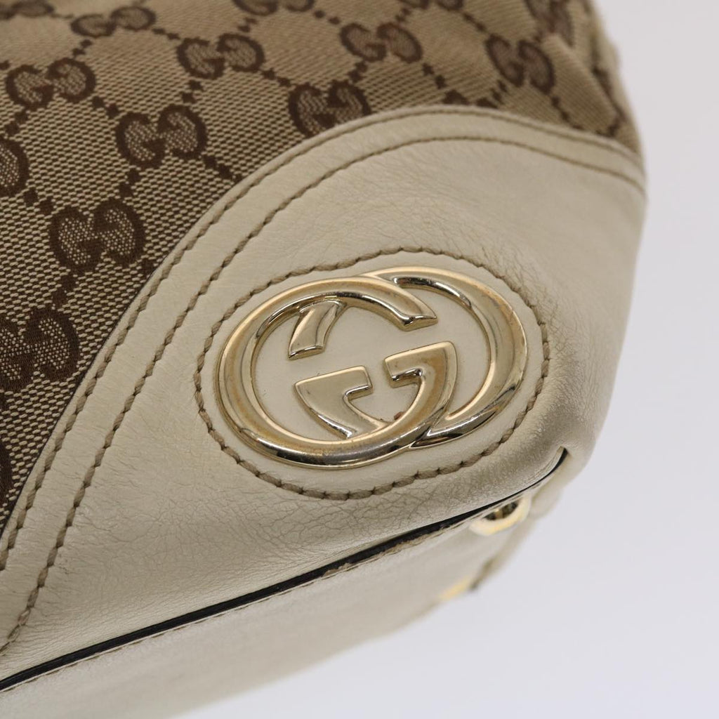 GUCCI GG Canvas Tote Bag Beige White 49053