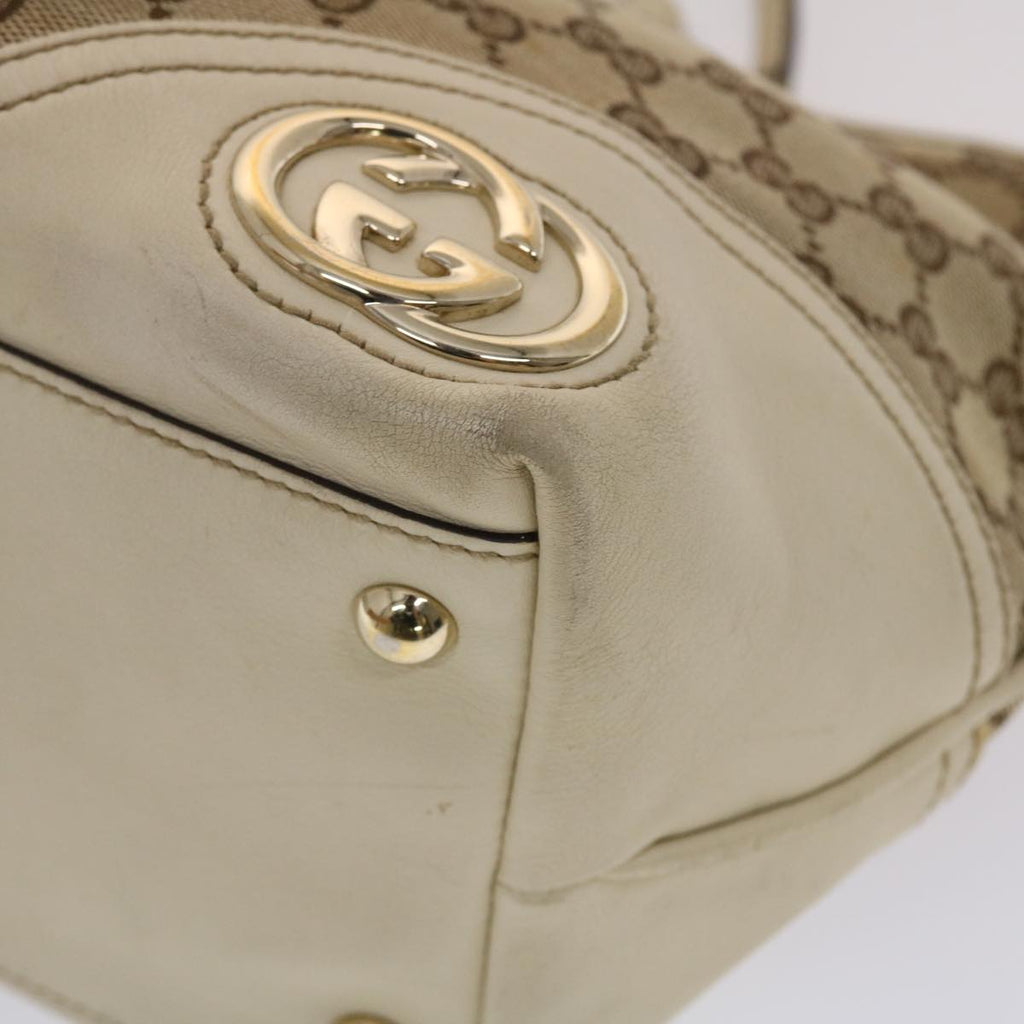 GUCCI GG Canvas Tote Bag Beige White 49055