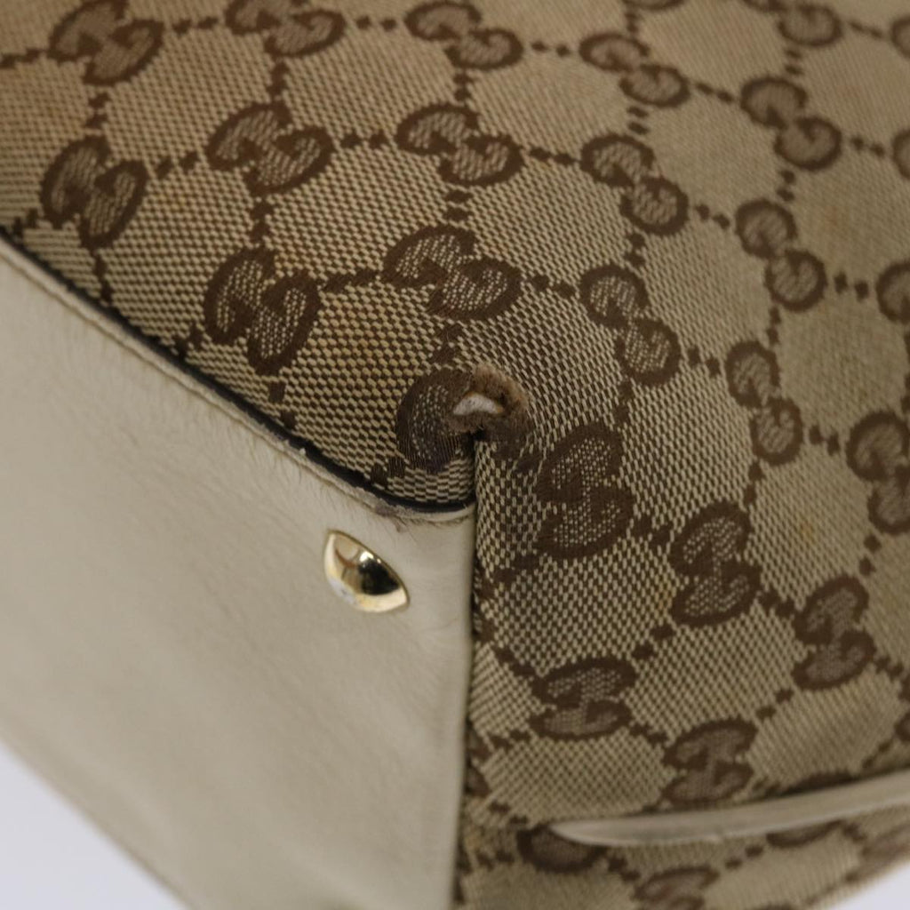 GUCCI GG Canvas Tote Bag Beige White 49055