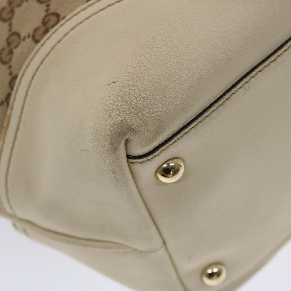 GUCCI GG Canvas Tote Bag Beige White 49055
