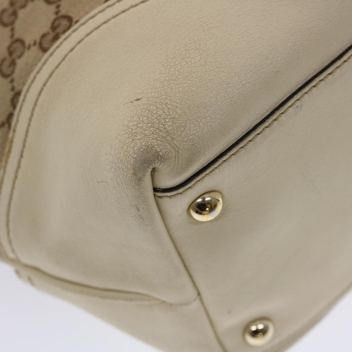 GUCCI GG Canvas Tote Bag Beige White 49055