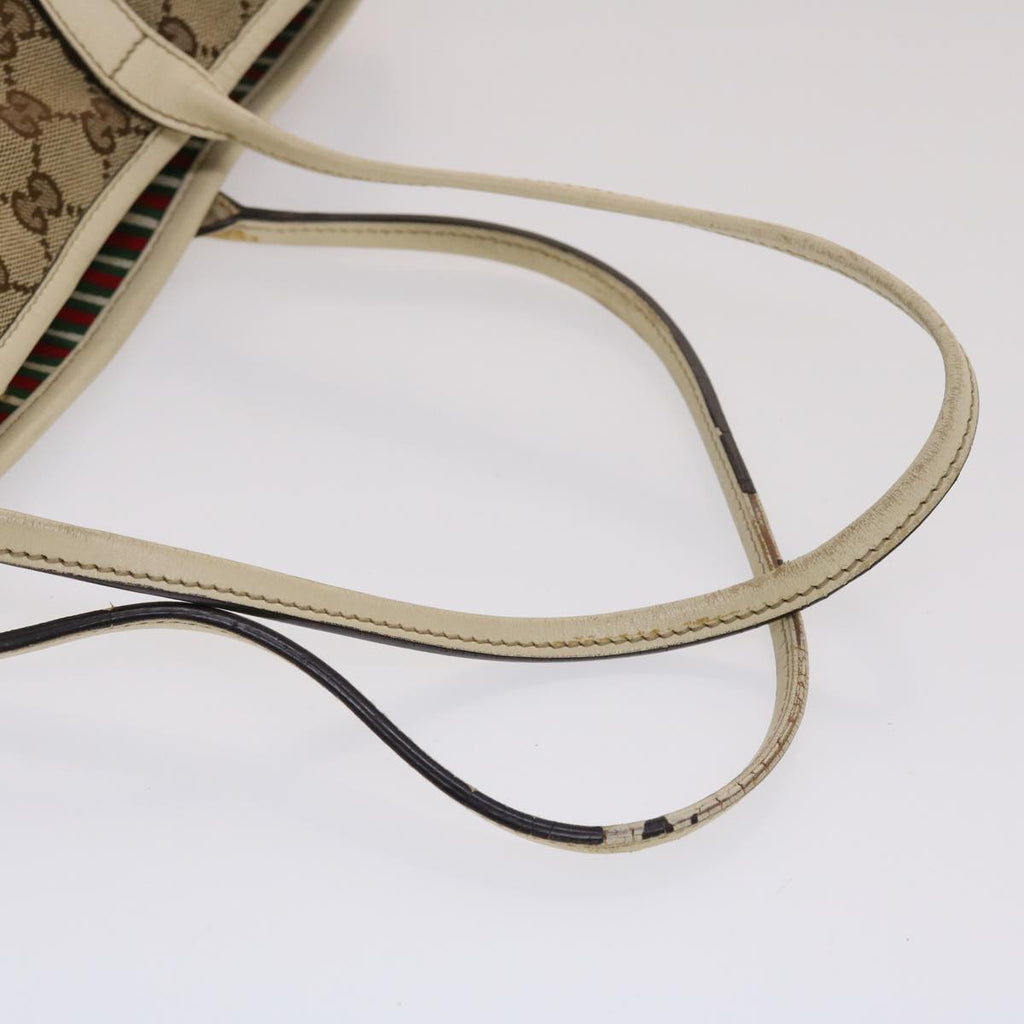 GUCCI GG Canvas Tote Bag Beige White 49055
