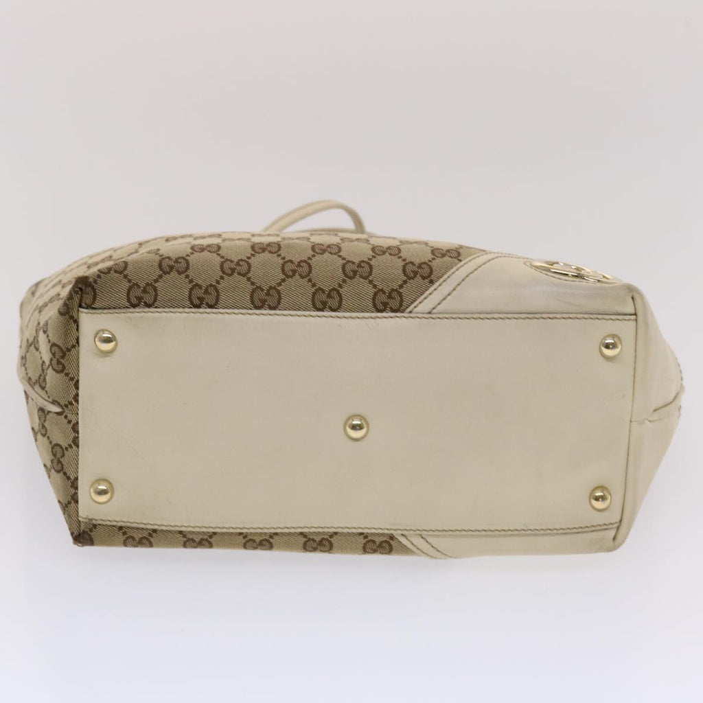 GUCCI GG Canvas Tote Bag Beige White 49055