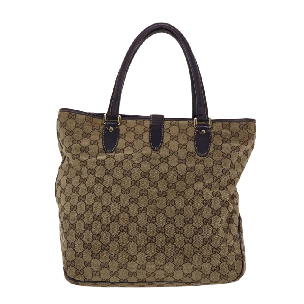 GUCCI GG Canvas Jackie Tote Bag Beige Purple 49056
