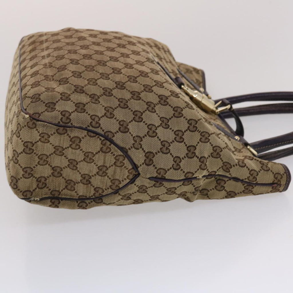GUCCI GG Canvas Jackie Tote Bag Beige Purple 49056