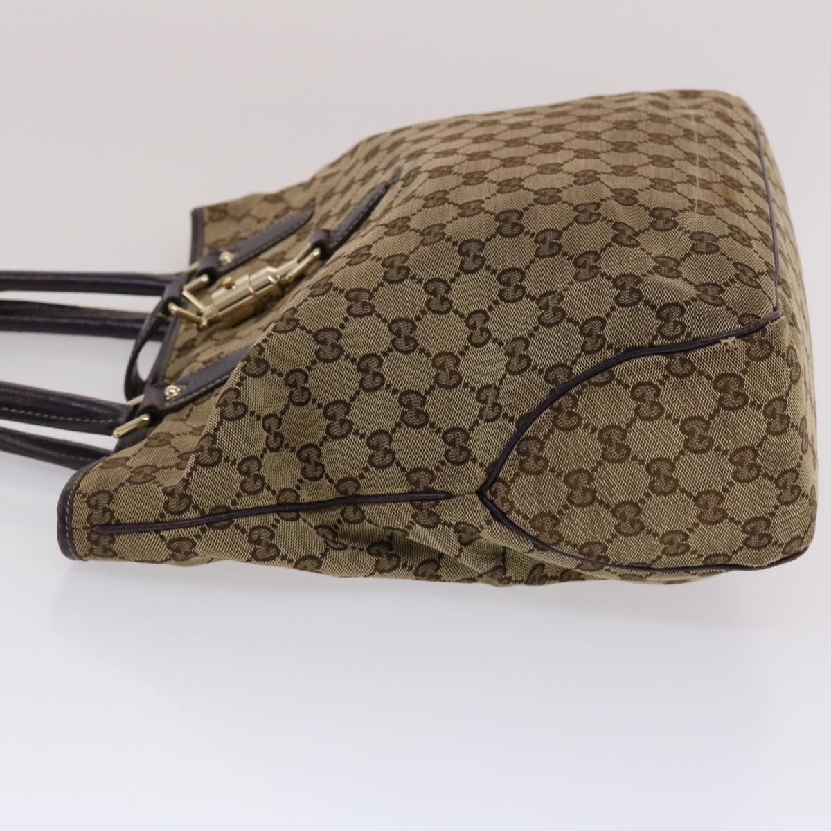GUCCI GG Canvas Jackie Tote Bag Beige Purple 49056