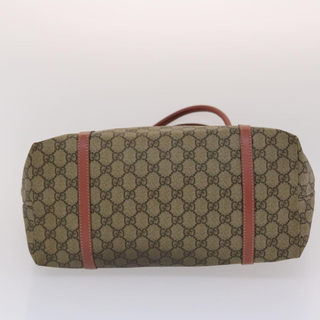 GUCCI GG Canvas Tote Bag PVC Leather Beige Pink 49060