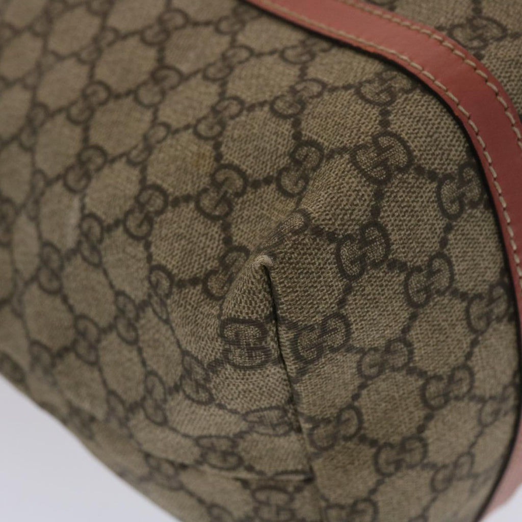 GUCCI GG Canvas Tote Bag PVC Leather Beige Pink 49060