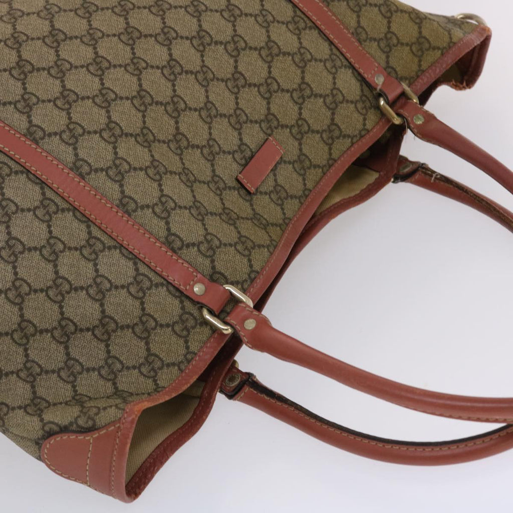 GUCCI GG Canvas Tote Bag PVC Leather Beige Pink 49060