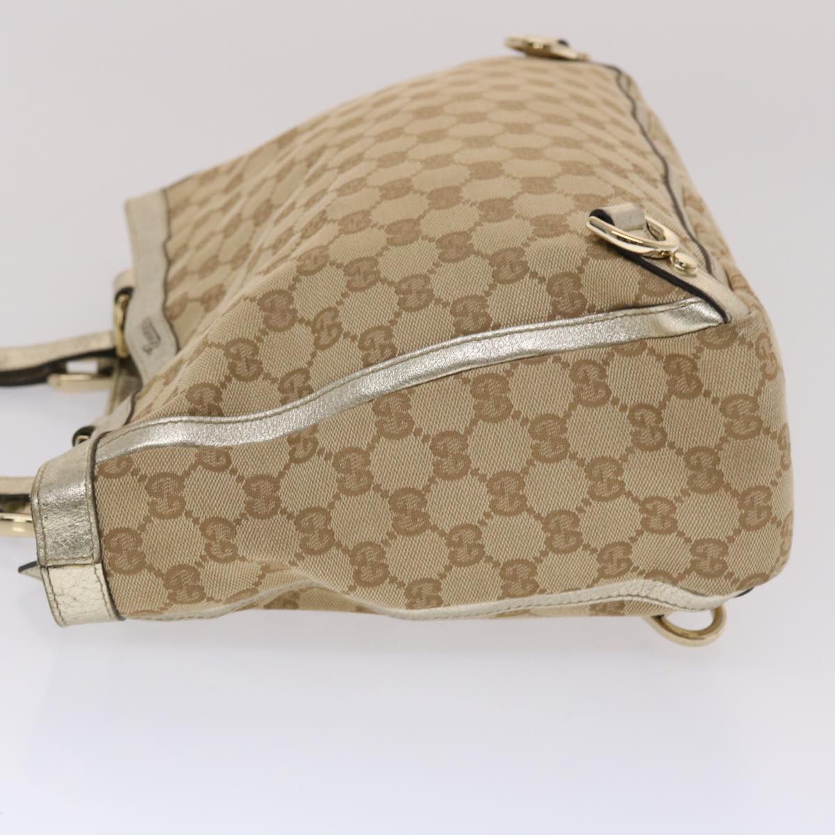 GUCCI GG Canvas Tote Bag Beige Gold 49062