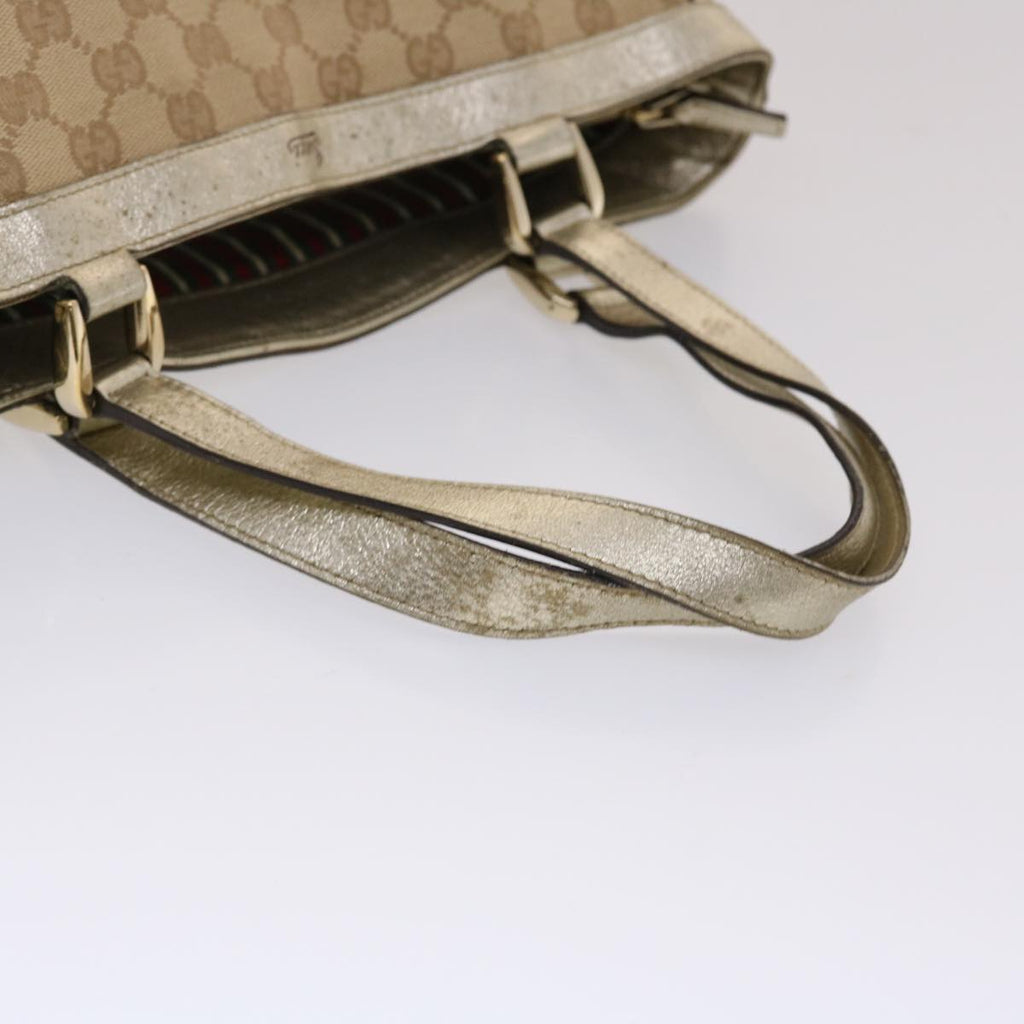 GUCCI GG Canvas Tote Bag Beige Gold 49062