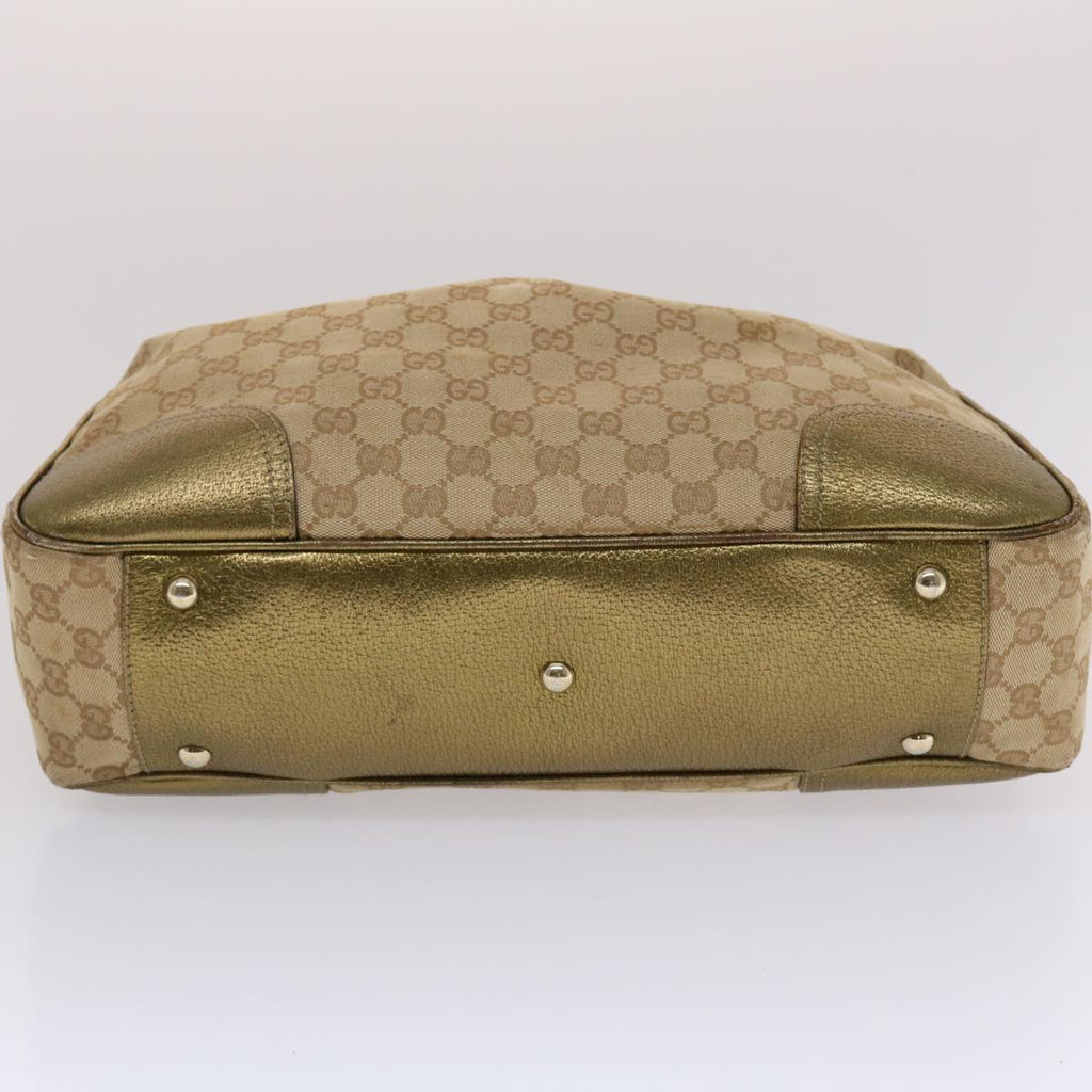 GUCCI GG Canvas Shoulder Bag Beige Gold 49063