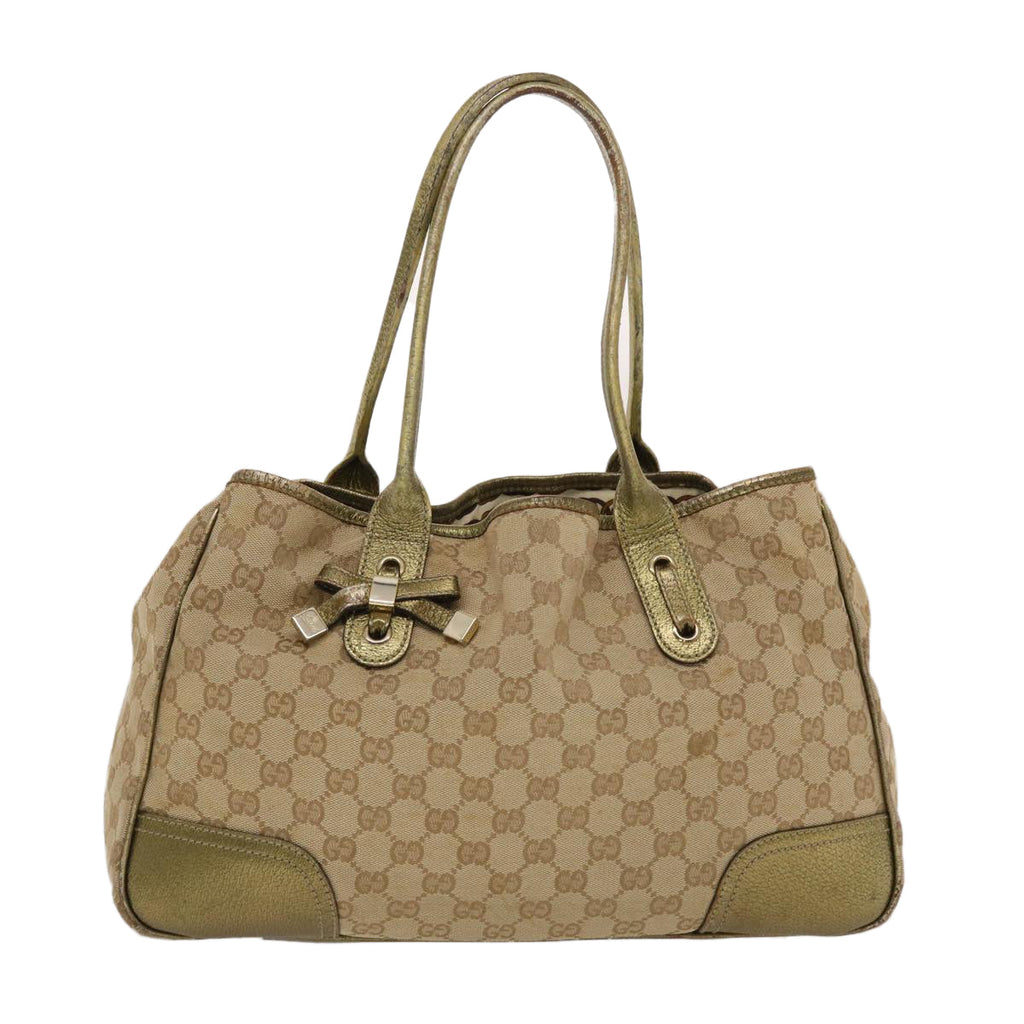 GUCCI GG Canvas Shoulder Bag Beige Gold 49063