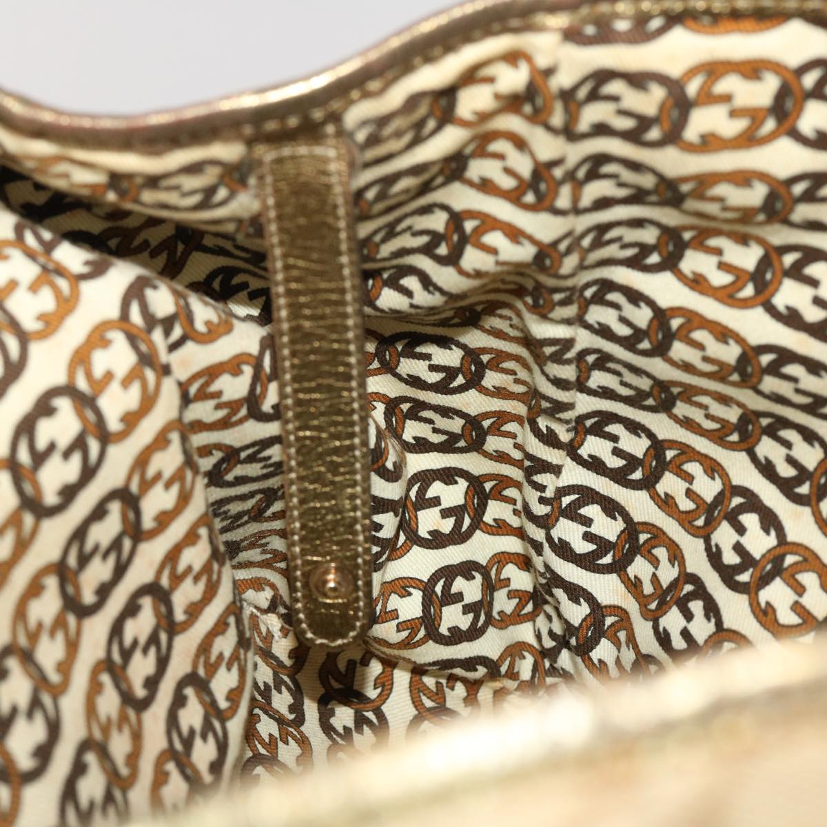 GUCCI GG Canvas Shoulder Bag Beige Gold 49063