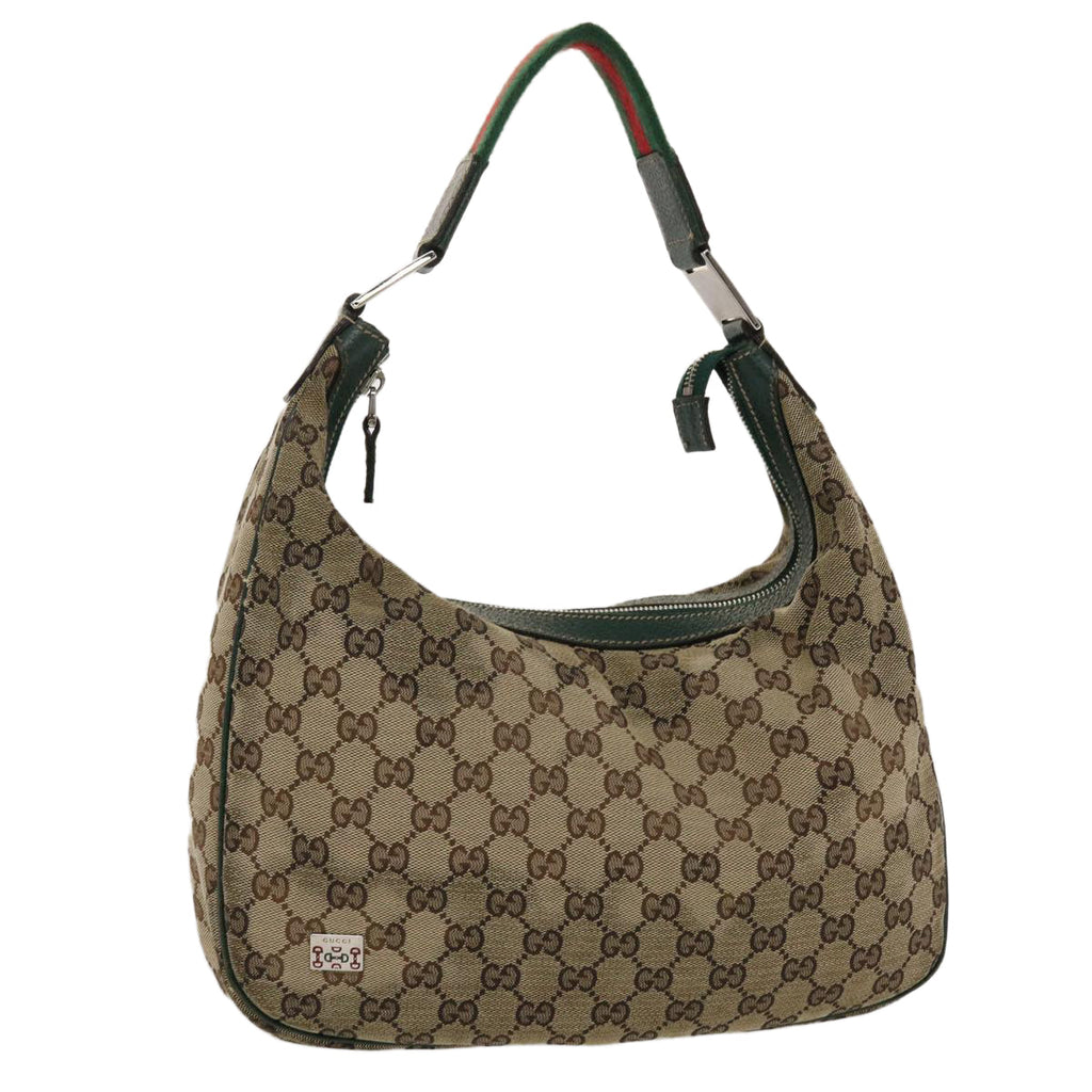 GUCCI GG Canvas Web Sherry Line Shoulder Bag Beige Green Red 49067