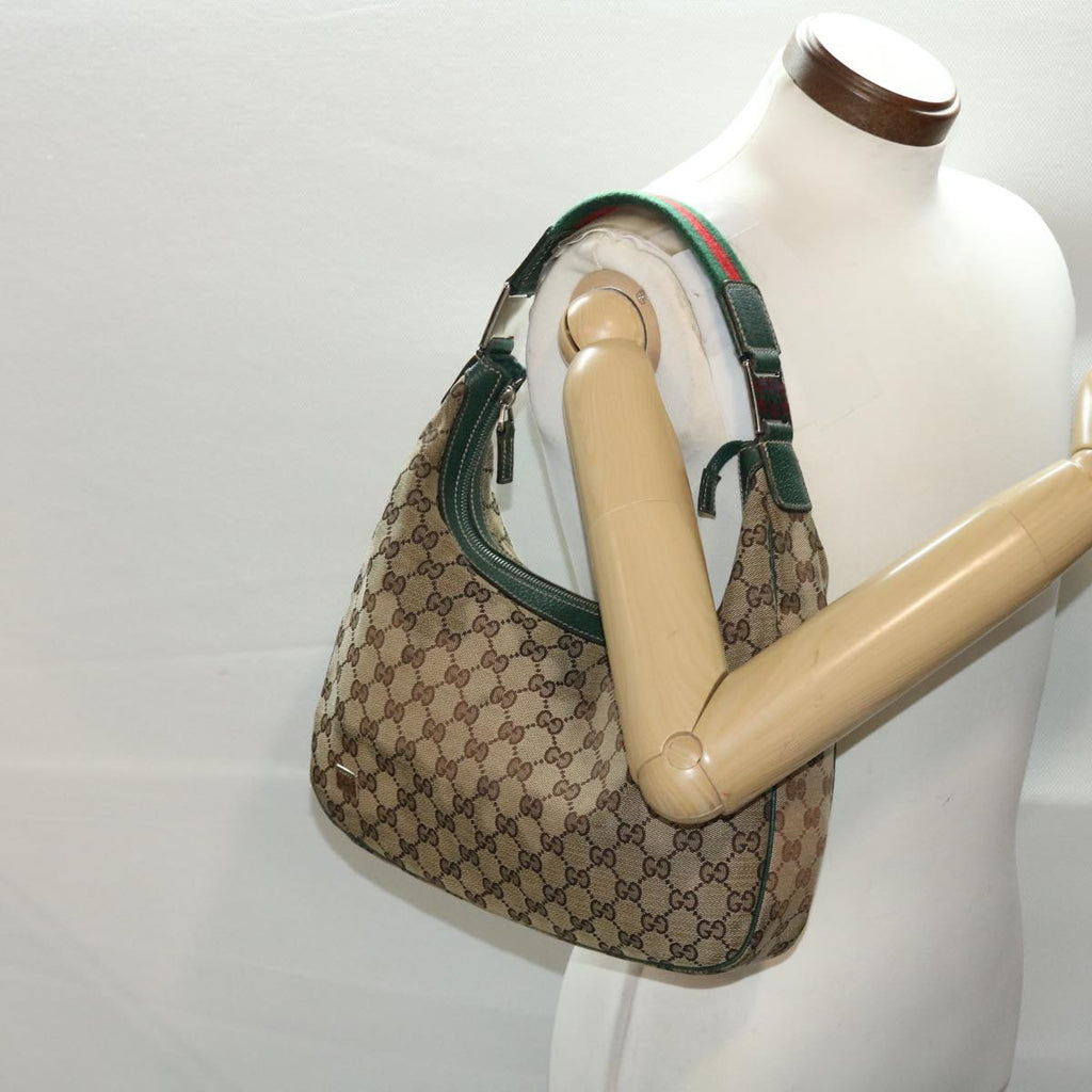 GUCCI GG Canvas Web Sherry Line Shoulder Bag Beige Green Red 49067