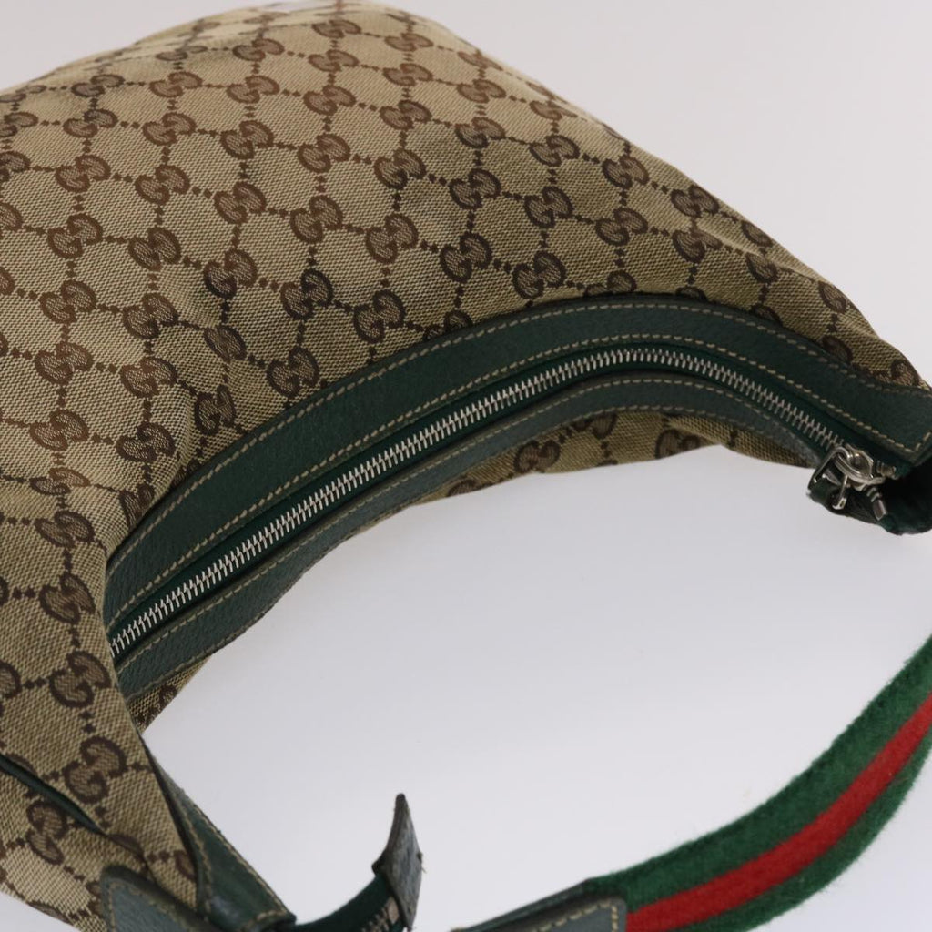 GUCCI GG Canvas Web Sherry Line Shoulder Bag Beige Green Red 49067