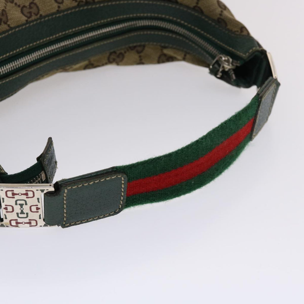 GUCCI GG Canvas Web Sherry Line Shoulder Bag Beige Green Red 49067