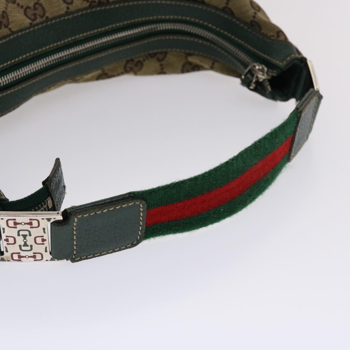 GUCCI GG Canvas Web Sherry Line Shoulder Bag Beige Green Red 49067