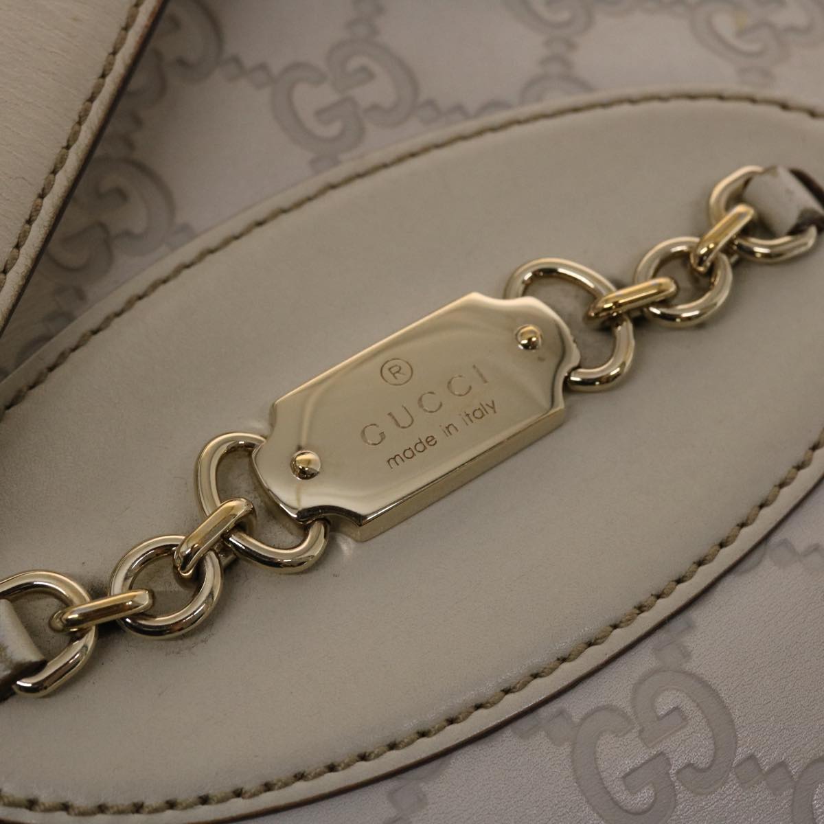 GUCCI Gucci Shima Tote Bag Leather White 49072