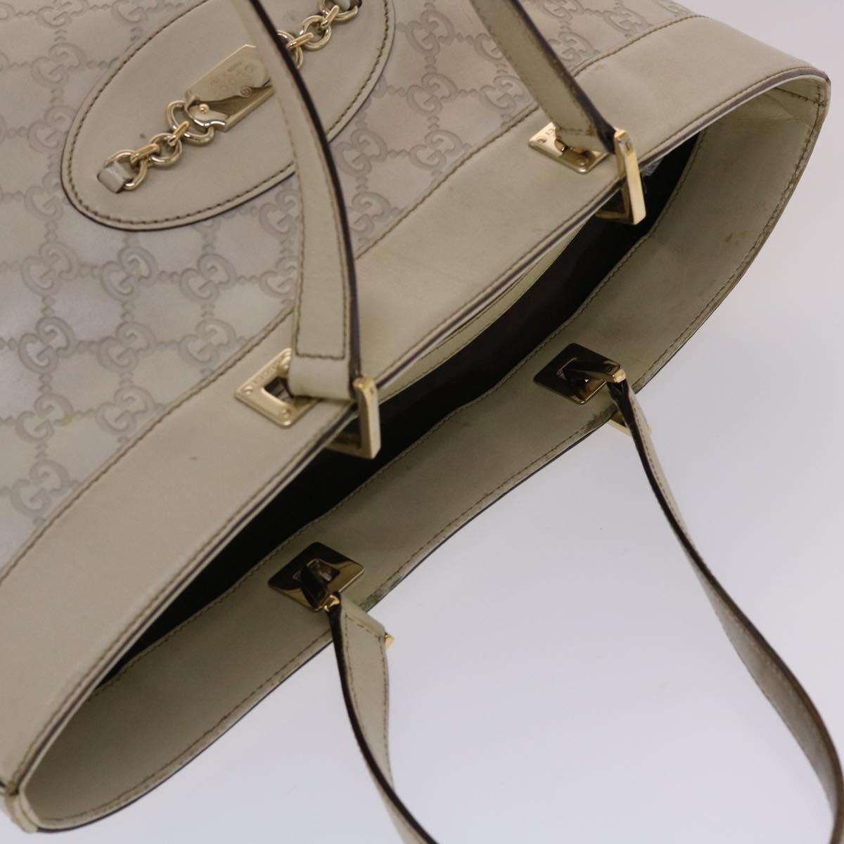 GUCCI Gucci Shima Tote Bag Leather White 49072