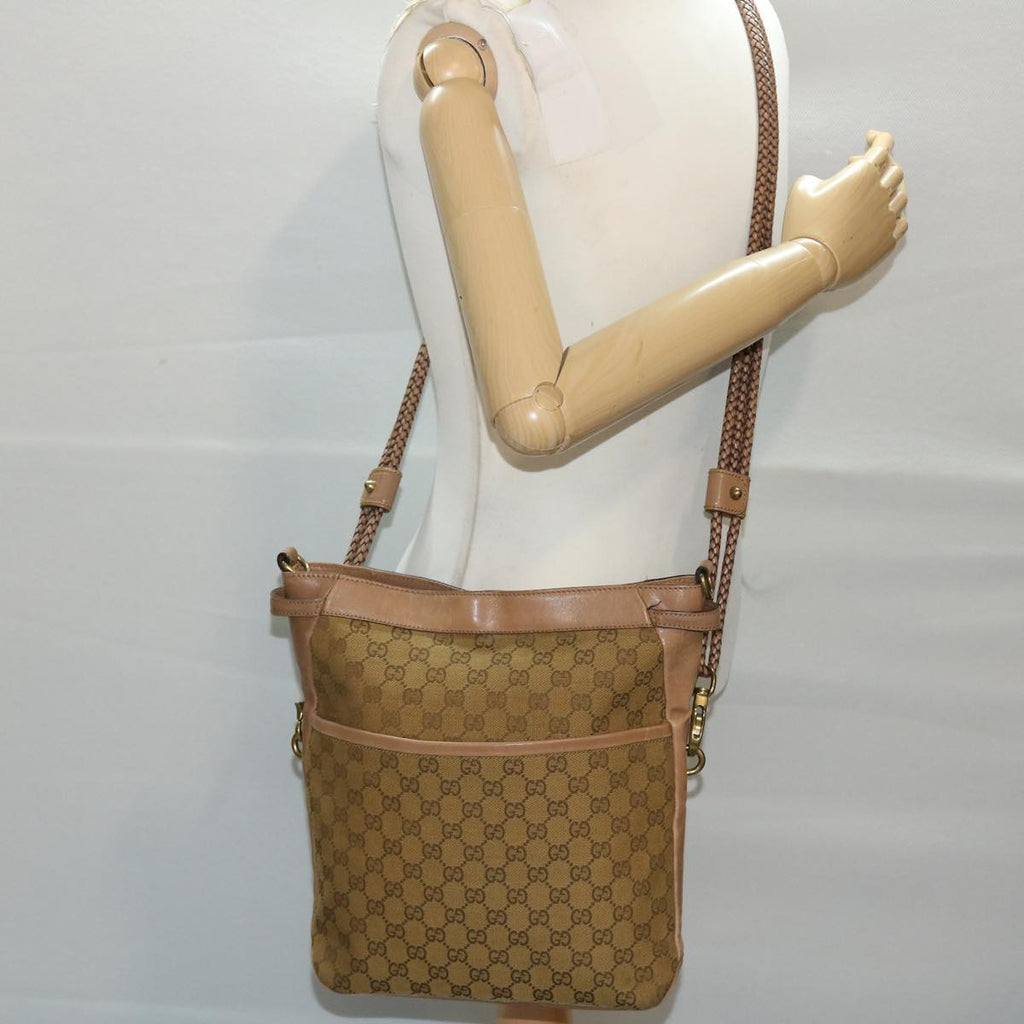 GUCCI GG Canvas Shoulder Bag Brown 109097 49074