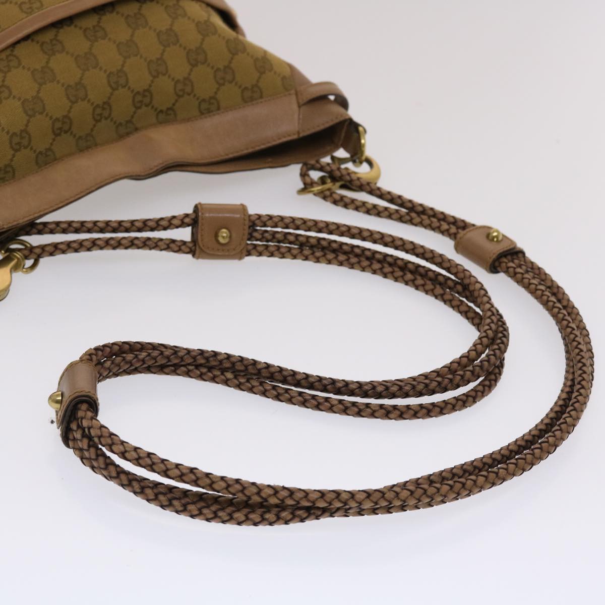 GUCCI GG Canvas Shoulder Bag Brown 109097 49074
