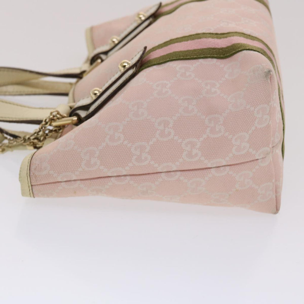 GUCCI GG Canvas Sherry Line Hand Bag Pink White Green