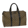 GUCCI GG Canvas Hand Bag PVC Leather Beige Dark Brown 49078