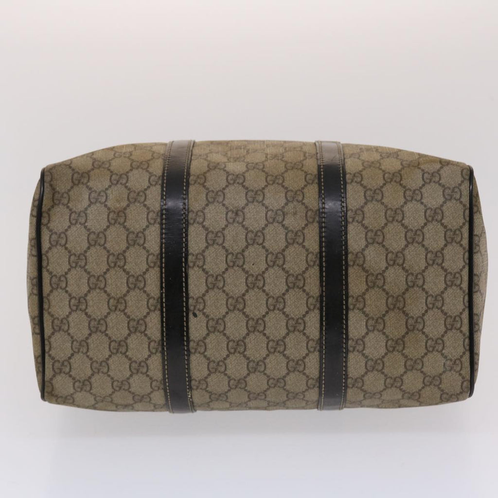 GUCCI GG Canvas Hand Bag PVC Leather Beige Dark Brown 49078