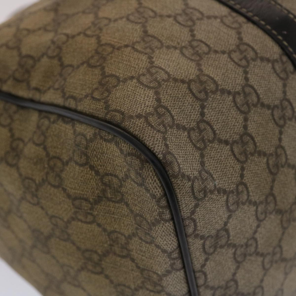 GUCCI GG Canvas Hand Bag PVC Leather Beige Dark Brown 49078