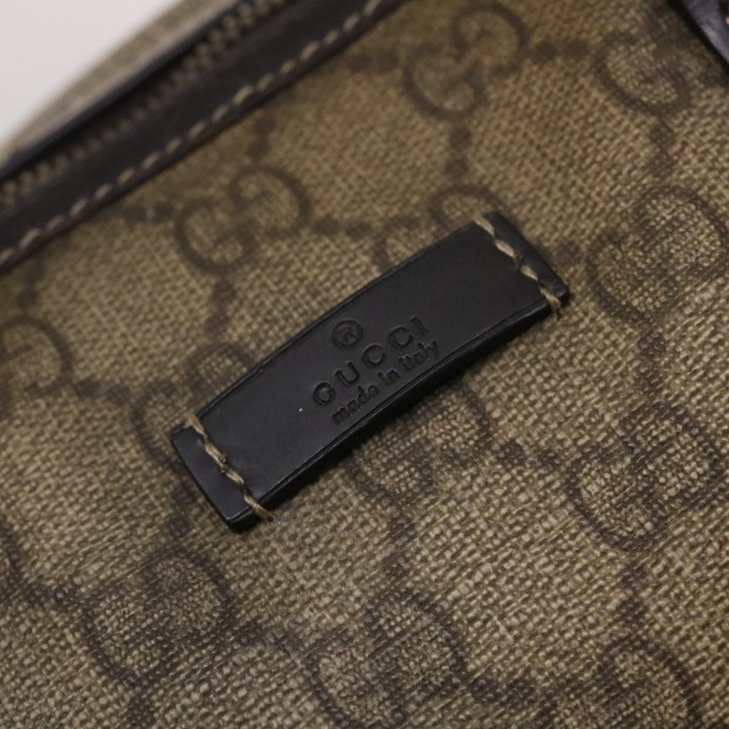 GUCCI GG Canvas Hand Bag PVC Leather Beige Dark Brown 49078