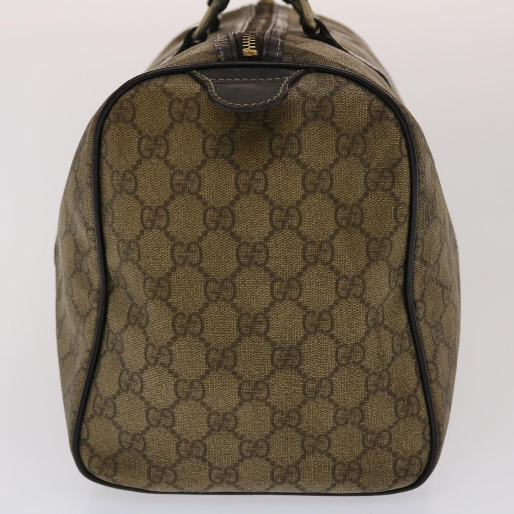 GUCCI GG Canvas Hand Bag PVC Leather Beige Dark Brown 49078