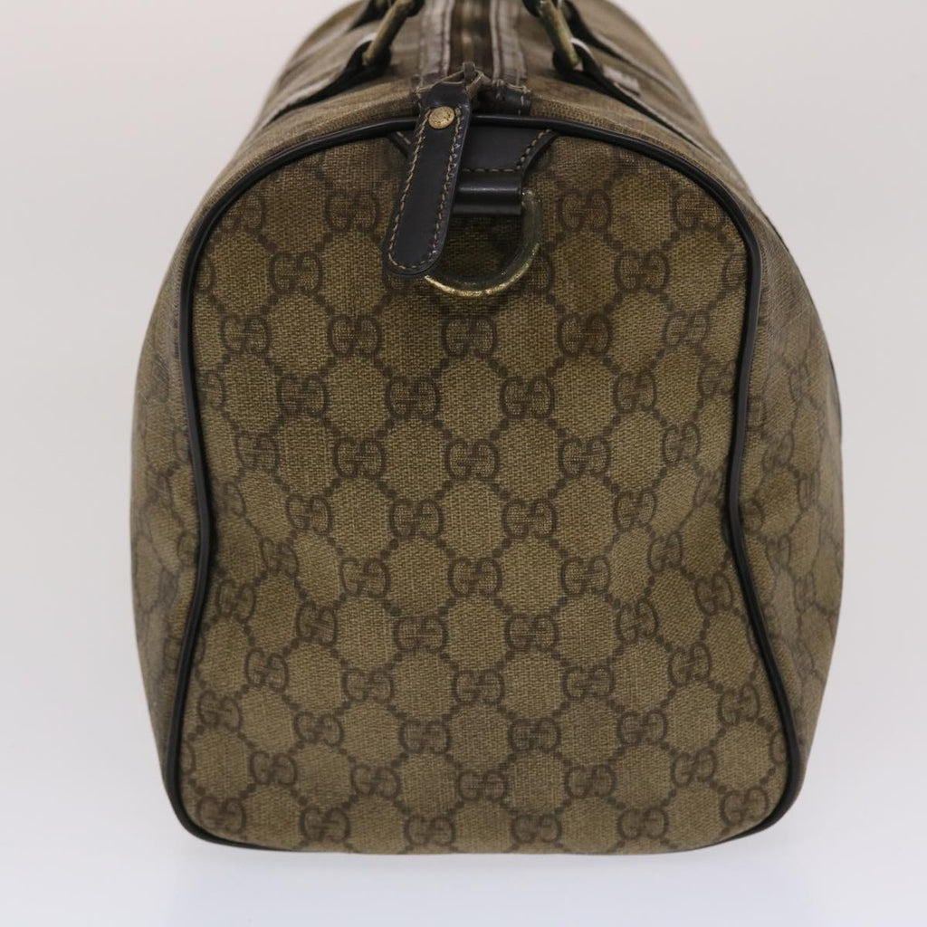GUCCI GG Canvas Hand Bag PVC Leather Beige Dark Brown 49078