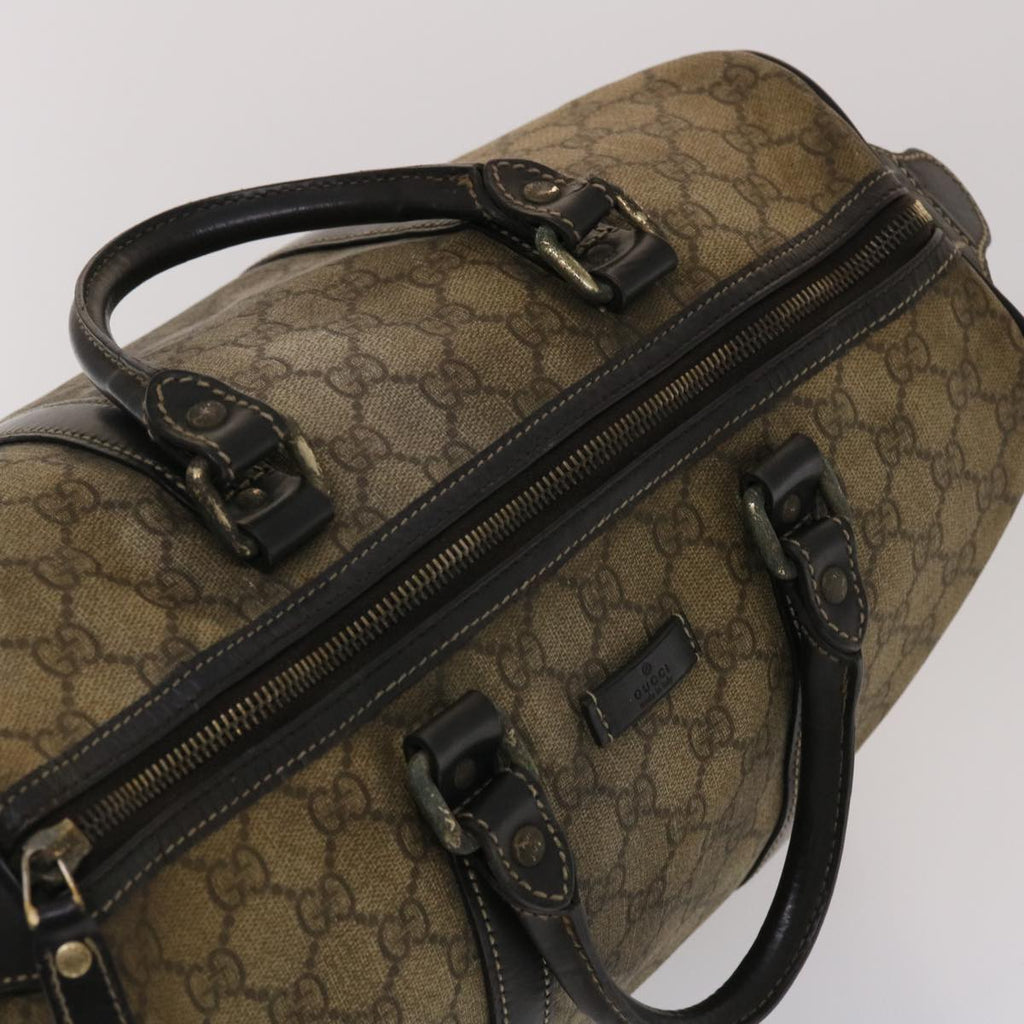 GUCCI GG Canvas Hand Bag PVC Leather Beige Dark Brown 49078