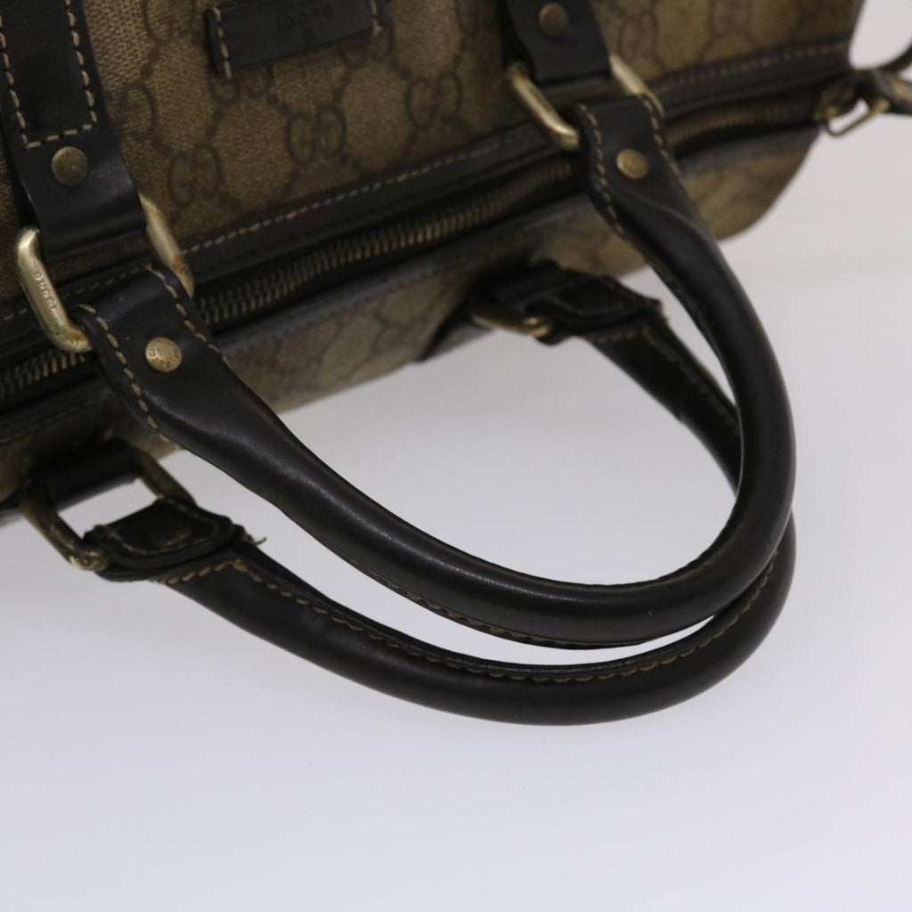 GUCCI GG Canvas Hand Bag PVC Leather Beige Dark Brown 49078