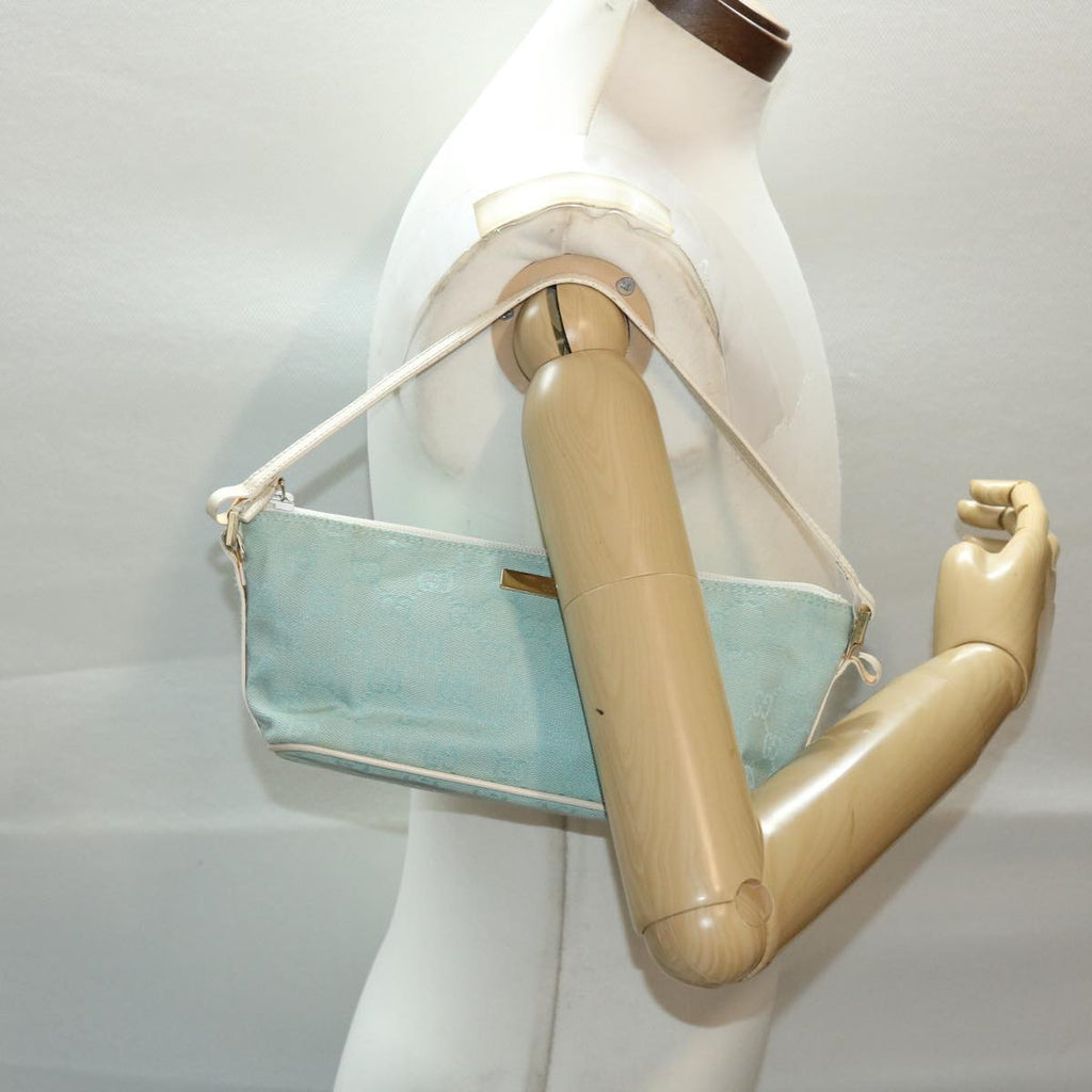 GUCCI GG Canvas Accessory Pouch Light Blue White 49080
