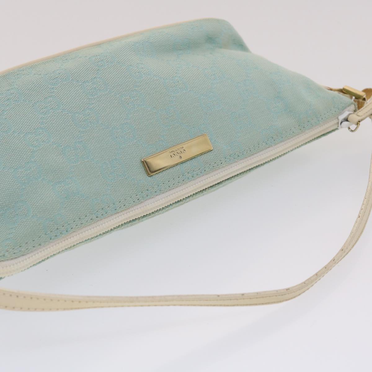 GUCCI GG Canvas Accessory Pouch Light Blue White 49080