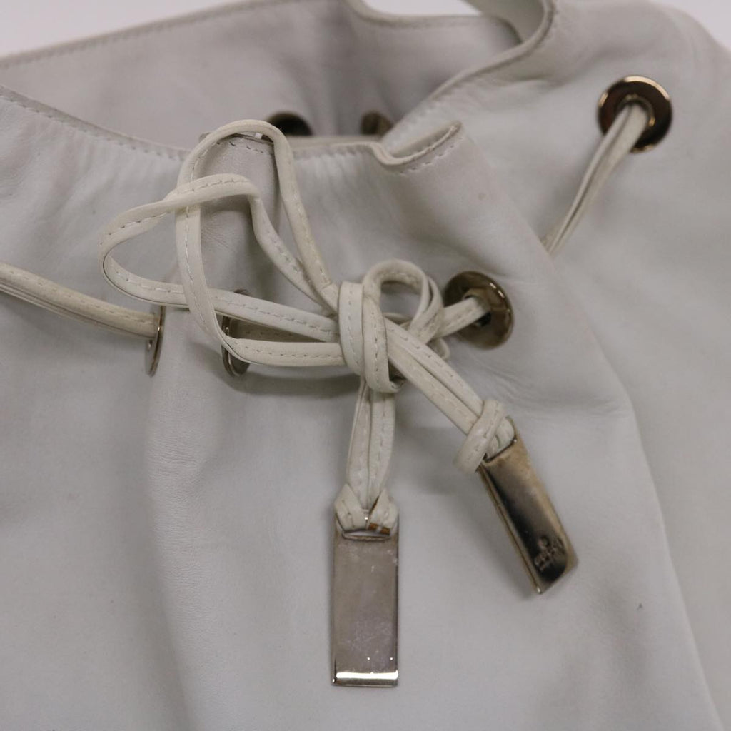 GUCCI Bamboo Shoulder Bag Leather White 49084