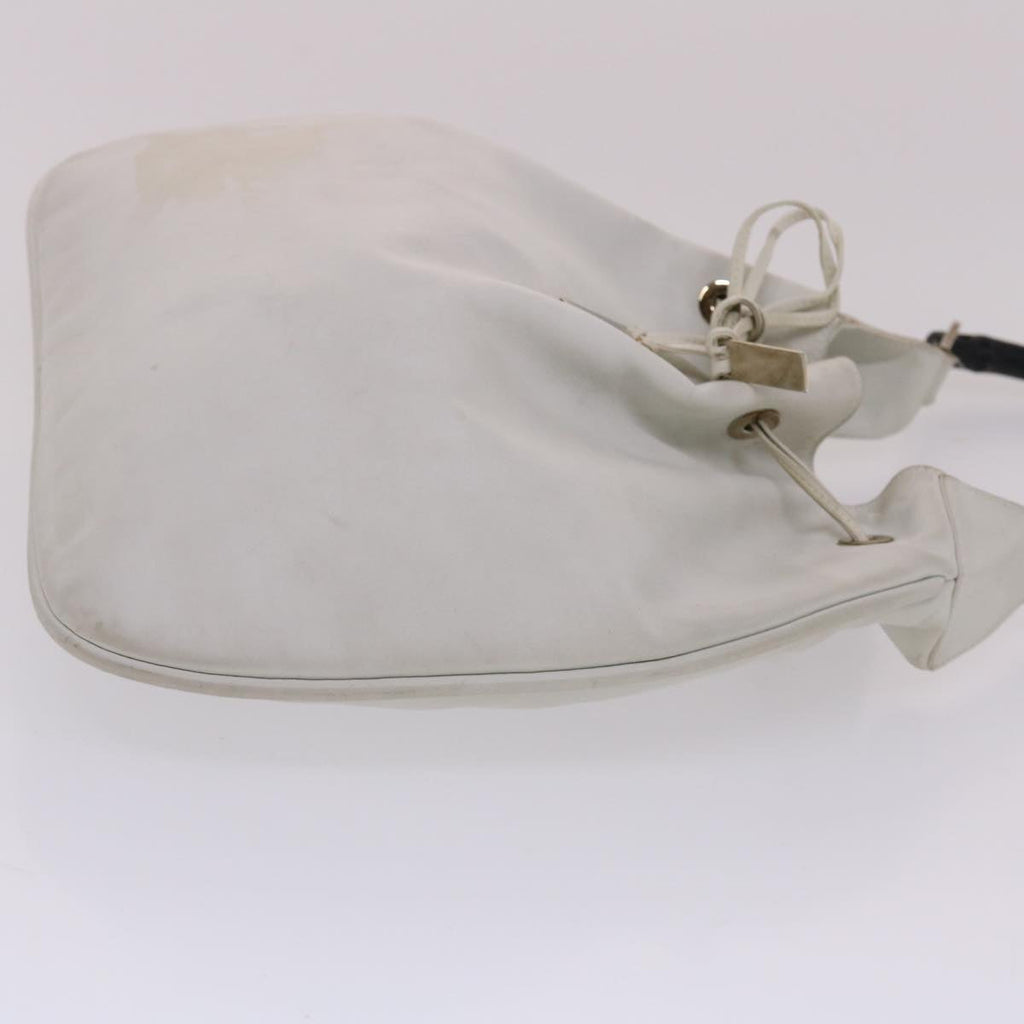 GUCCI Bamboo Shoulder Bag Leather White 49084