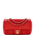 CHANEL Medallion Charm Flap Bag Chevron Wrinkled Lambskin Medium