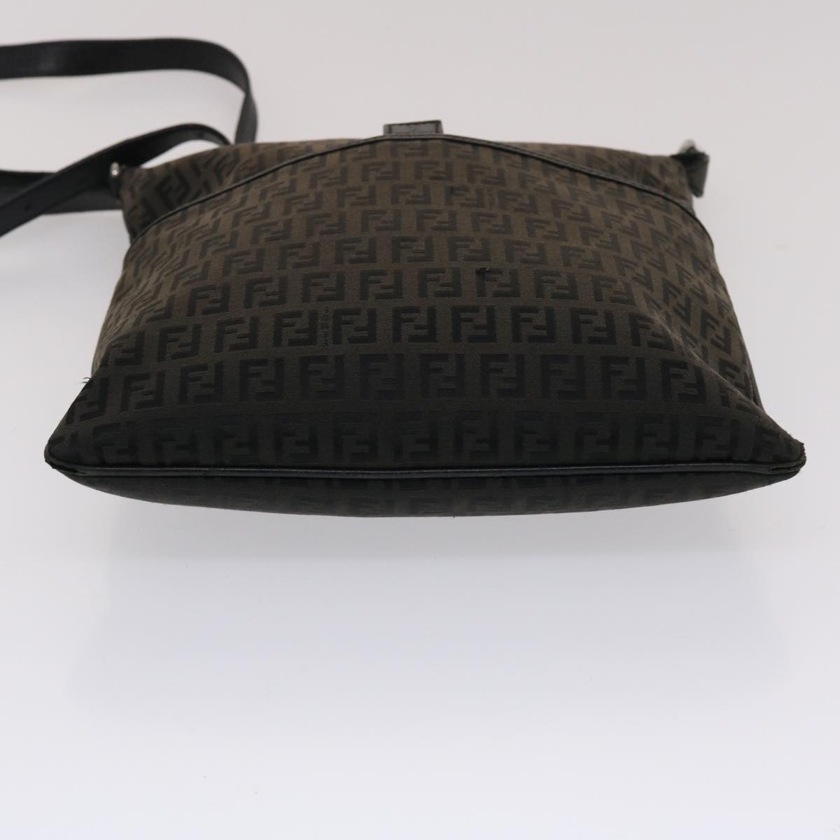 FENDI Zucchino Canvas Chain Shoulder Bag Black 49106