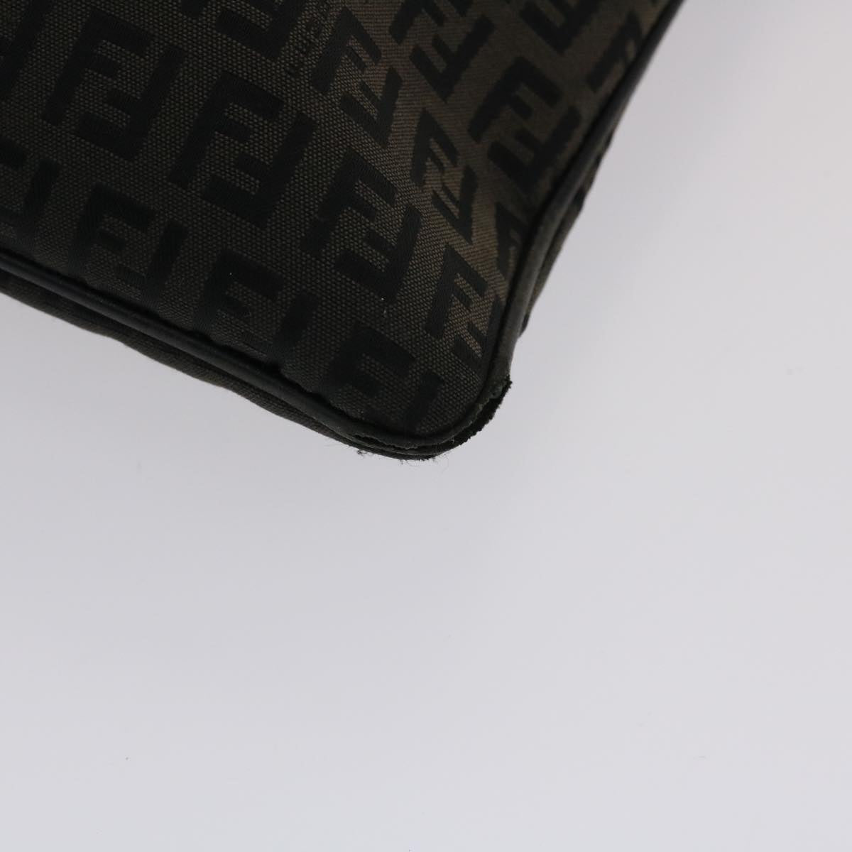 FENDI Zucchino Canvas Chain Shoulder Bag Black 49106