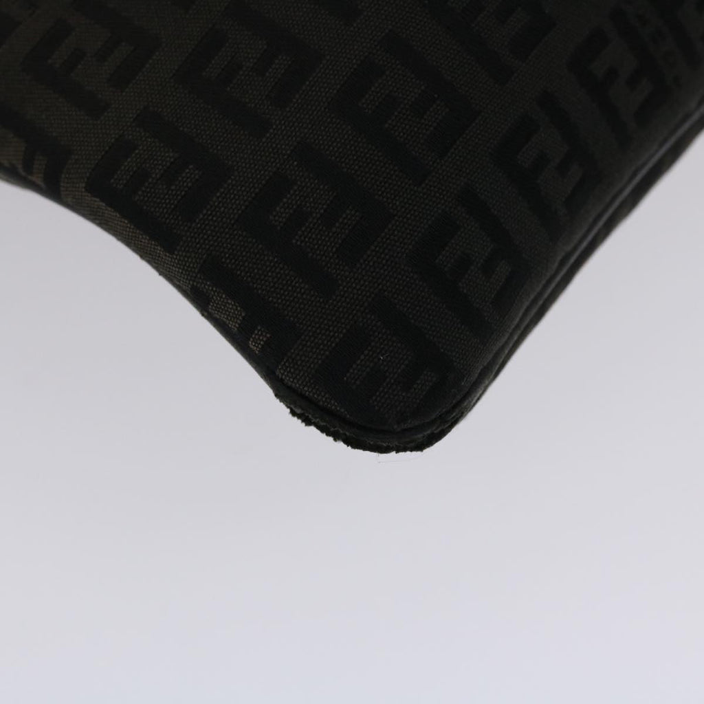 FENDI Zucchino Canvas Chain Shoulder Bag Black 49106