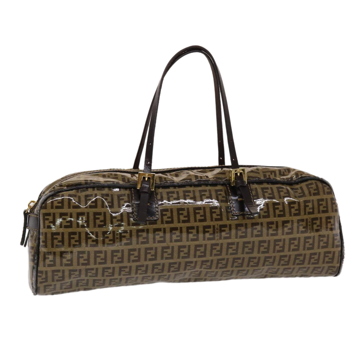 FENDI Zucchino Canvas Hand Bag Coated Canvas Brown 49107