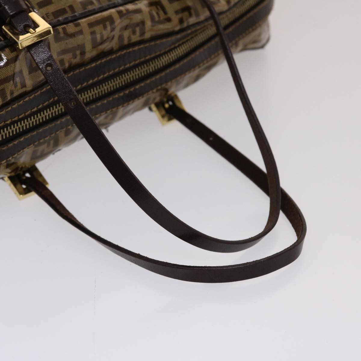 FENDI Zucchino Canvas Hand Bag Coated Canvas Brown 49107