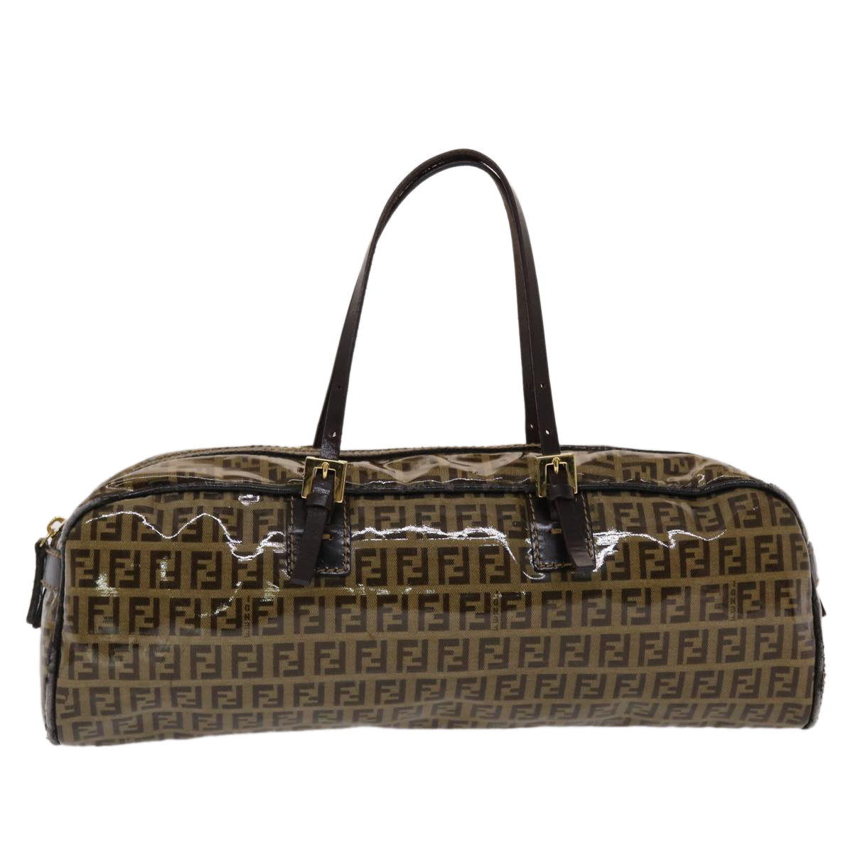 FENDI Zucchino Canvas Hand Bag Coated Canvas Brown 49107