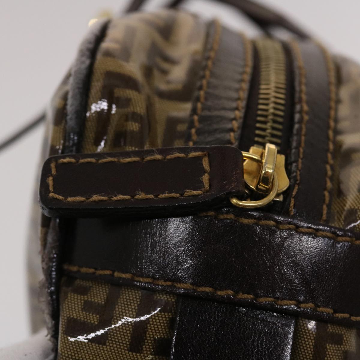 FENDI Zucchino Canvas Hand Bag Coated Canvas Brown 49107