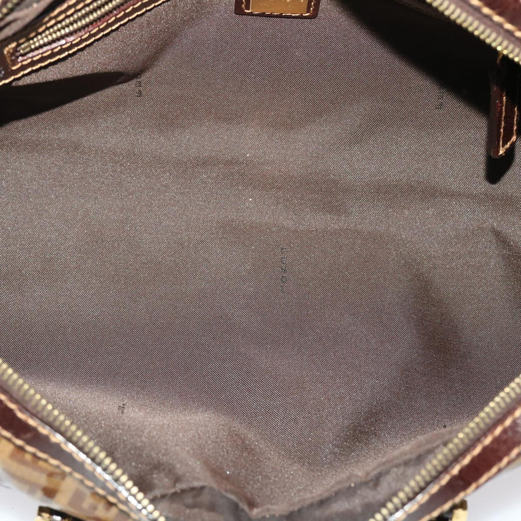 FENDI Zucchino Canvas Hand Bag Coated Canvas Brown 49107