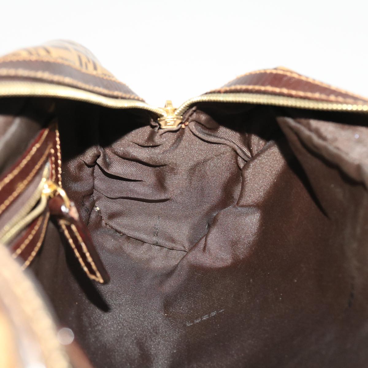 FENDI Zucchino Canvas Hand Bag Coated Canvas Brown 49107